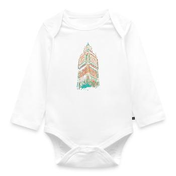 T-shirt Big Ben Londres - Illustration originale - Body Bébé bio manches longues - blanc - Devant