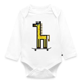 GiraffeSkateboard - Organic Longsleeve Baby Bodysuit - white - Front