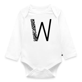 Buchstabe W - Baby Bio-Langarm-Body - Weiß - Vorne