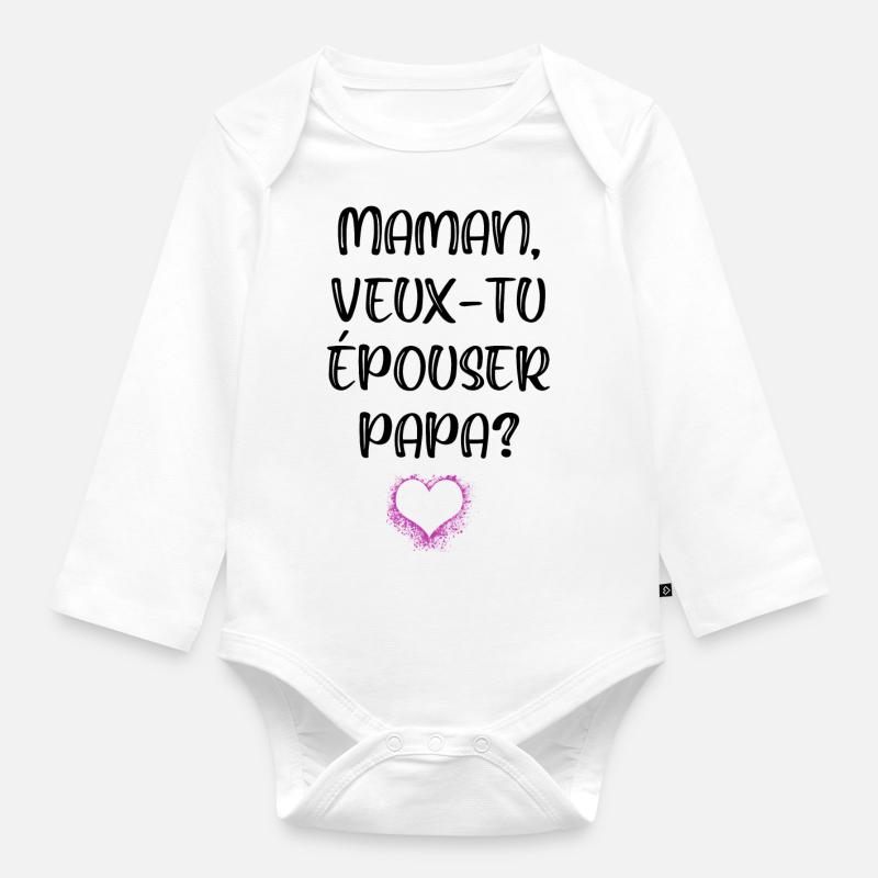 Demande Mariage - Body Bébé bio manches longues - blanc