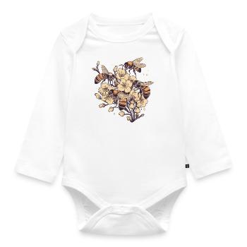 Bienen Honigbienen Blumen Imker - Baby Bio-Langarm-Body - Weiß - Vorne