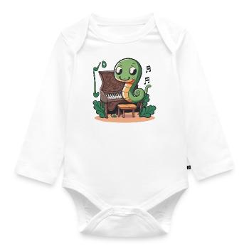 Snake Pianist - Organic Longsleeve Baby Bodysuit - white - Front
