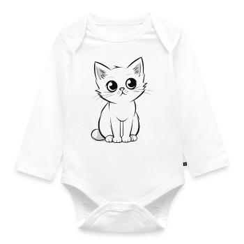 Chat mignon - Body Bébé bio manches longues - blanc - Devant