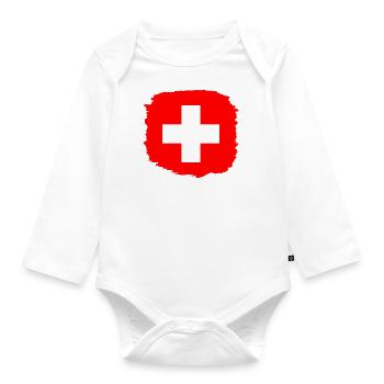 Drapeau de la Suisse Vintage Cross Used Look Suisse - Body Bébé bio manches longues - blanc - Devant
