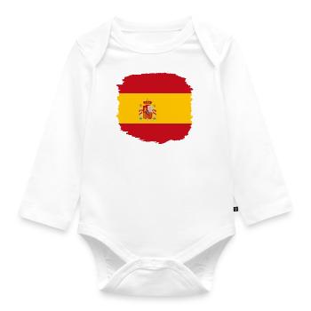 Spain Flag Vintage Spanish Flag Distressed Look - Organic Longsleeve Baby Bodysuit - white - Front