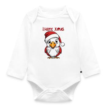 Je déteste Noël drôle d’oiseau - Body Bébé bio manches longues - blanc - Devant