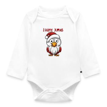 Ich hasse Weihnachten Lustiger Vogel Taube - Baby Bio-Langarm-Body - Weiß - Vorne