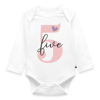 5th Birthday Five Five - Organic Longsleeve Baby Bodysuit - white - Front