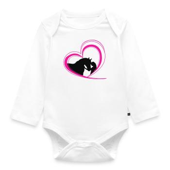 Girl with horse in heart two-tone - Organic Longsleeve Baby Bodysuit - white - Front