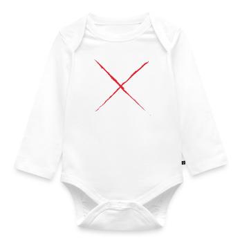 Rouge X - Croix de Saint-André Style Grunge rouge sur blanc - Body Bébé bio manches longues - blanc - Devant