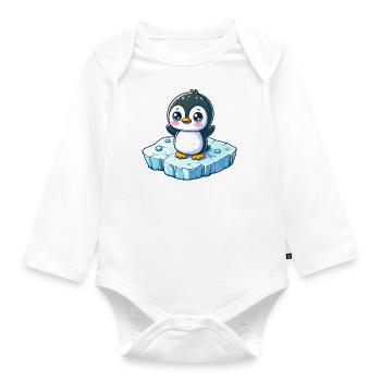 Penguin, Melting Ice, South Pole - Organic Longsleeve Baby Bodysuit - white - Front
