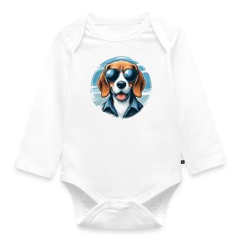 Beagle Das Modell - Baby Bio-Langarm-Body - Weiß - Vorne
