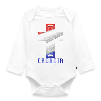 Croatie Croix drapeau patriotisme Vintage Gloire cheveux - Body Bébé bio manches longues - blanc - Devant