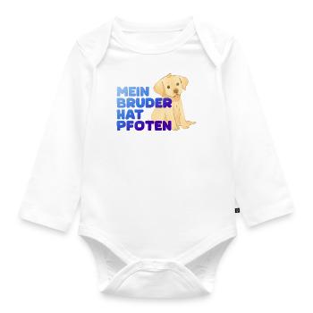 mein Bruder hat Pfoten - Baby Bio-Langarm-Body - Weiß - Vorne