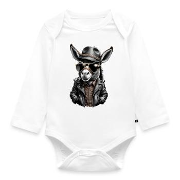 Cool donkey - Organic Longsleeve Baby Bodysuit - white - Front
