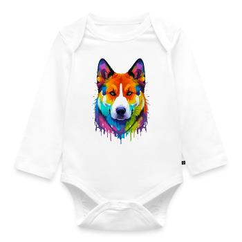 Akita - Body Bébé bio manches longues - blanc - Devant
