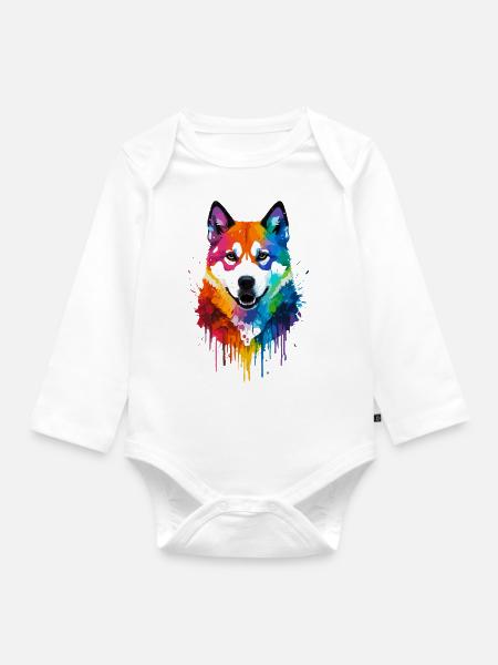 Akita - Baby Bio-Langarm-Body - Weiß