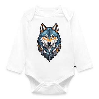 Stilisierter Wolf - Baby Bio-Langarm-Body - Weiß - Vorne