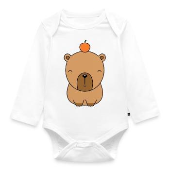 süßes capybara sitzend - Baby Bio-Langarm-Body - Weiß - Vorne
