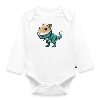 Dino-Hamster Fusion: Fabelwesen Abenteuer - Baby Bio-Langarm-Body - Weiß - Vorne