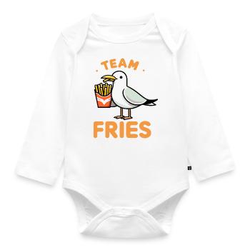 Team Nordsee Möwe Pommes Frites Fries Fastfood - Baby Bio-Langarm-Body - Weiß - Vorne