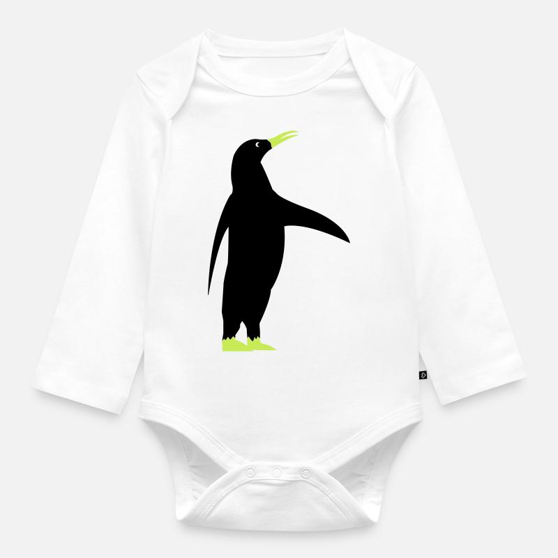 pinguin - Baby Bio-Langarm-Body - Weiß