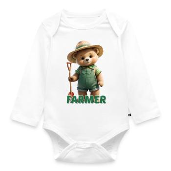 Garden Bear - Organic Longsleeve Baby Bodysuit - white - Front