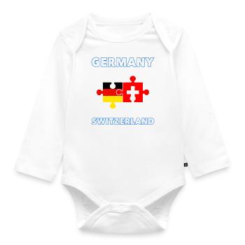 Germany Switzerland Puzzle - Organic Longsleeve Baby Bodysuit - white - Front
