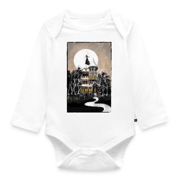 Halloween Haunted Mansion - Organic Longsleeve Baby Bodysuit - white - Front