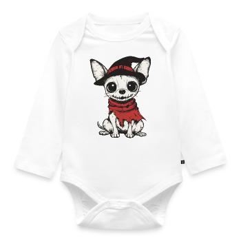 Chihuahua Dog Halloween Zombie - Organic Longsleeve Baby Bodysuit - white - Front