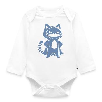 Superhero Cat Silhouette Cloak Minimalist - Organic Longsleeve Baby Bodysuit - white - Front