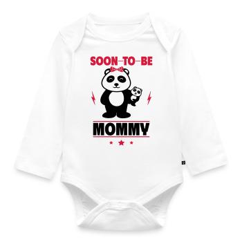 Panda Bald Mama Schwangerschaft - Baby Bio-Langarm-Body - Weiß - Vorne