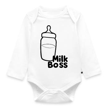 Babymilchdose mit Deckel - Baby Bio-Langarm-Body - Weiß - Vorne