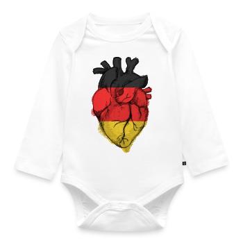Drapeau du Cœur de l’Allemagne Libre - Montrer l’amour pour l’Allemagne - Body Bébé bio manches longues - blanc - Devant