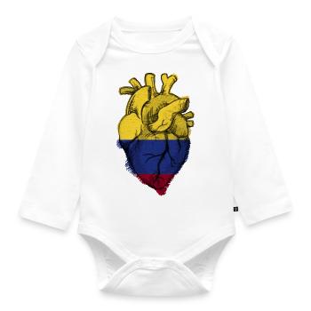 Drapeau du Cœur de la Colombie Gratuit - Montrez de l’amour pour la Colombie - Body Bébé bio manches longues - blanc - Devant