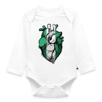 Drapeau du Cœur du Nigeria Gratuit - Montrez de l’amour pour le Nigeria - Body Bébé bio manches longues - blanc - Devant