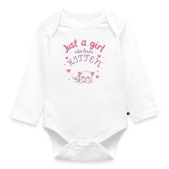 Juste une fille qui aime chaton mignon chaton kawaii - Body Bébé bio manches longues - blanc - Devant