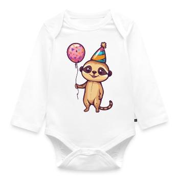 Suricate Anniversaire Bande Dessinée Mignon - Body Bébé bio manches longues - blanc - Devant
