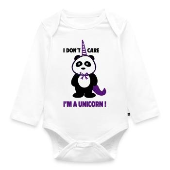 Panda as a unicorn,Funny gift for kids - Organic Longsleeve Baby Bodysuit - white - Front
