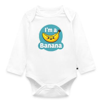 I'm a Banana - Fasching Kostüm - Baby Bio-Langarm-Body - Weiß - Vorne