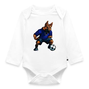 German Shepherd Football - Organic Longsleeve Baby Bodysuit - white - Front
