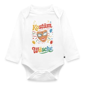 Mein Kostüm ist in der Wäsche Karneval Fasching - Baby Bio-Langarm-Body - Weiß - Vorne