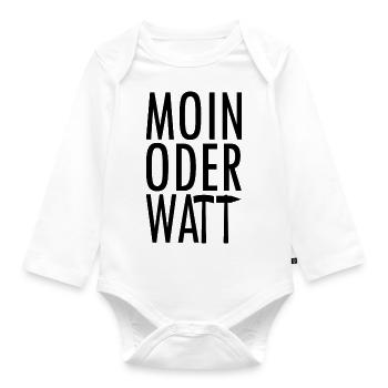 Moin or Watt Ruhrpott - Organic Longsleeve Baby Bodysuit - white - Front