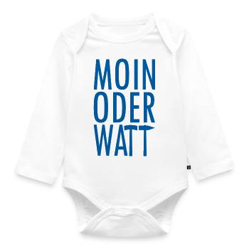Moin or Watt Ruhrpott - Organic Longsleeve Baby Bodysuit - white - Front