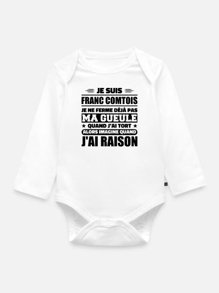 Franc comtois je ferme pas ma gueule franche comté - Body Bébé bio manches longues - blanc