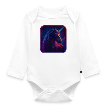 Licorne mystique Noriker pour les fans de fantasy - Body Bébé bio manches longues - blanc - Devant