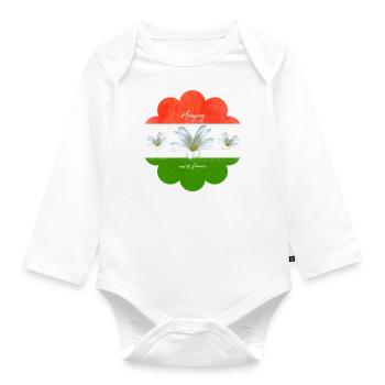 Ungarn Fahne ungarische Flagge - Baby Bio-Langarm-Body - Weiß - Vorne