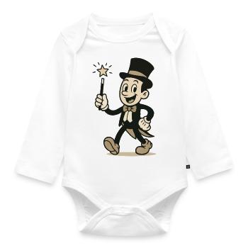 zauberer comic - Baby Bio-Langarm-Body - Weiß - Vorne