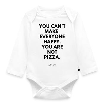 Pizza makes you happy - Organic Longsleeve Baby Bodysuit - white - Front