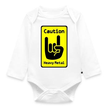 Caution: Heavy Metal - Baby Bio-Langarm-Body - Weiß - Vorne